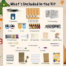 LFISGNN DIY Complete Candle Making Kit with Smart Wax Melter, Candle Making Supplies and Packaging Supplies Full-Set Kit for Making Candles for Art & Craft
