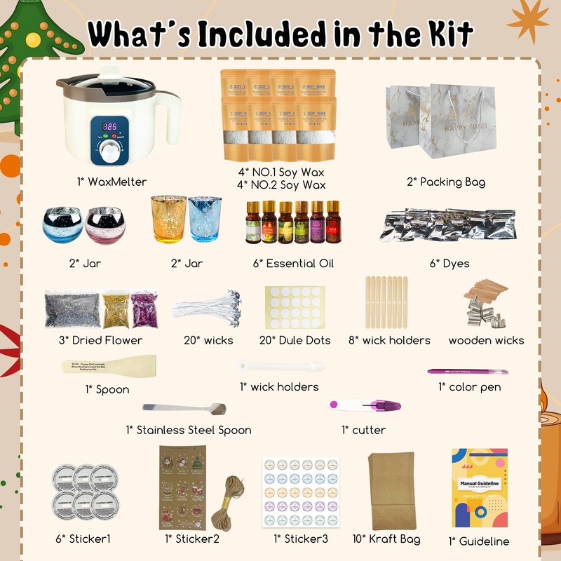 LFISGNN DIY Complete Candle Making Kit with Smart Wax Melter,