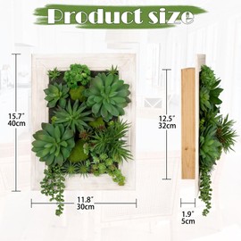Hollyone White Artificial Succulents Hanging Plants Large Rectangle Wall Shelves with Wooden Planter Fake Hanging Plants for Indoor Outdoor Bedroom Bathroom Boho Wall Decor