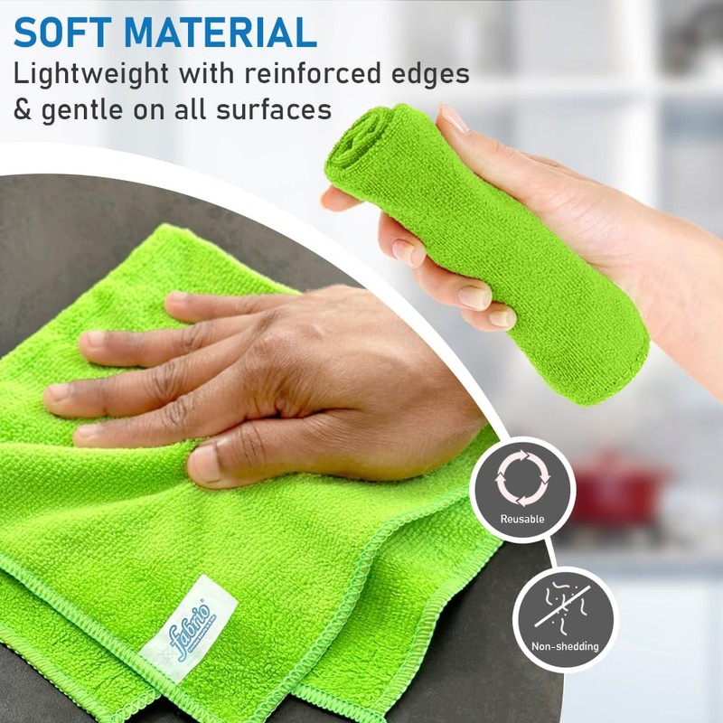 FABRIO Microfibre Cleaning Cloth - Green - 30cm x 30cm