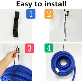 Heavy Duty Swimming Pool Vacuum Hose Hanger, Wall-Mounted Metal Hose Bracket, Pool Hose Organizer Holder, Support for Garden Hose Storage Hanger - Hold Up to 60 Feet (Hold 50 lbs),No Hose