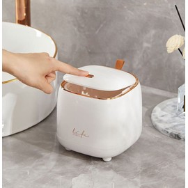 Yuzita Mini Desk bin with lid,Small Plastic Trash can for Kitchen Bathroom Office countertop,Button Desktop Waste bin,Waterproof Rubbish bin with 50 Trash Bags