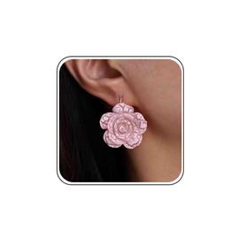 Acrylic White Flower Earrings Big Pink Flower Hoop Earrings Large Daisy Huggie Earrings Pearl Floral Dangle Earrings Gold Statement Earrings Resin Rose Drop Earrings Wedding Jewelry for Women