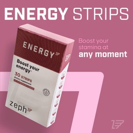 ZEPH ZEPH Energy Strips - Fast-Acting Natural Energy Supplement - with 3mg Caffeine, L-Theanine, and Vitamin B12 Ice - Peppermint Flavor - 30 UN