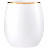 Elegant Stemless White Wine Goblets with Gold Rim - 12