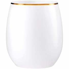 Elegant Stemless White Wine Goblets with Gold Rim - 12 oz. (Pack of 6) - Unique & Sophisticated Design - Perfect for Enhancing Wine Tasting Experience