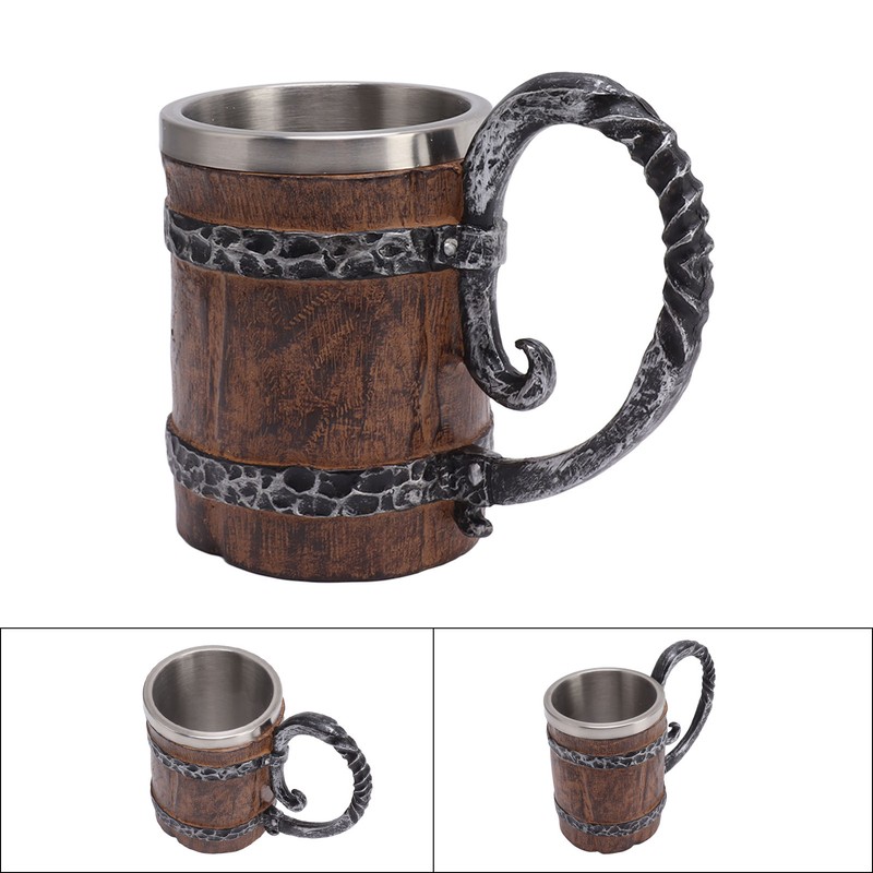 Viking Beer Mug with Handle 304 Stainless Steel Double Wall