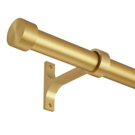 Lwiiom Gold Curtain Rods for Windows 72 to 144 Inch,Adjustable Drapery Rods with Aluminum End Cap and Full Surround Brackets,1-Inch Window Curtain Rod for Wall and Ceiling Mount