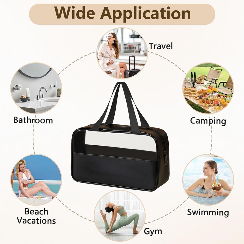 elzle Borse da Toilette Trasparente,Borsa Portatile per Trucchi,Necessaire da Viaggio