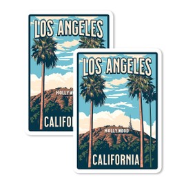 Hollywood Los Angeles California Magnet 4 Inch 2-Pack – Strong Vinyl Decorative Travel Magnets for Fridge Locker Kitchen Office – Cute Fun Aesthetic Cool Durable & Long-Lasting Souvenir ID44999