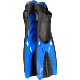 Cressi Tonga Short Adjustable Open Heel Fins, Black/Blue, S/M