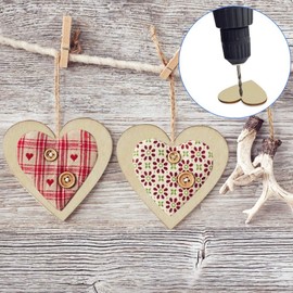 600 Pcs Wood Heart Slices, Natural Wooden Heart Cutouts Unfinished Wood Heart Embellishments Wooden Christmas Ornaments for Christmas, Wedding, Thanksgiving (4 Sizes)