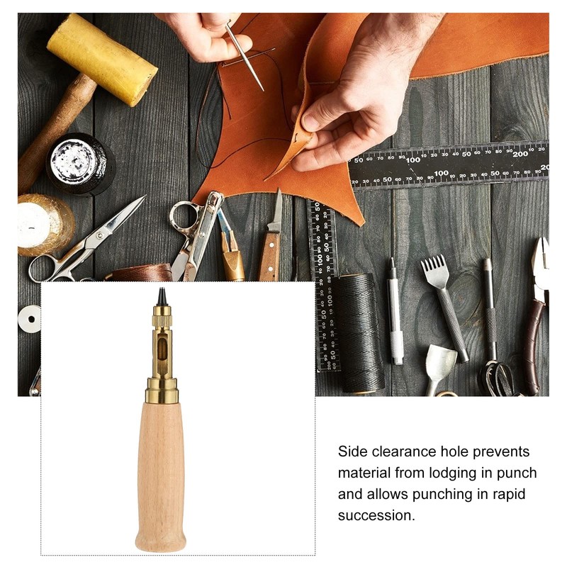 UKCOCO 6 Pcs Leather Alloy Steel Punch Set Automatic Hole