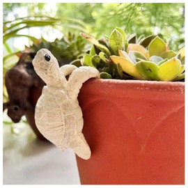 Bnrkmeb Mini Resin Turtle Statue, Turtle Flowerpot Decoration, Plant Decorations for Pots, Fairy Garden Accessories, Suitable for Gifting Friends or Decorating One's Own Flowerpot