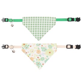 Cat Collars Breakaway with Bandana Bell Plaid Flower Pet Kitten Collar Adjustable for Small Dog Puppies Girl Boy