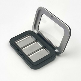 Mini Magnetic Empty Palette Tin Case with Acrylic Window for Lip Balm, Eyeshadow, Blusher 3-Compartment 2ea