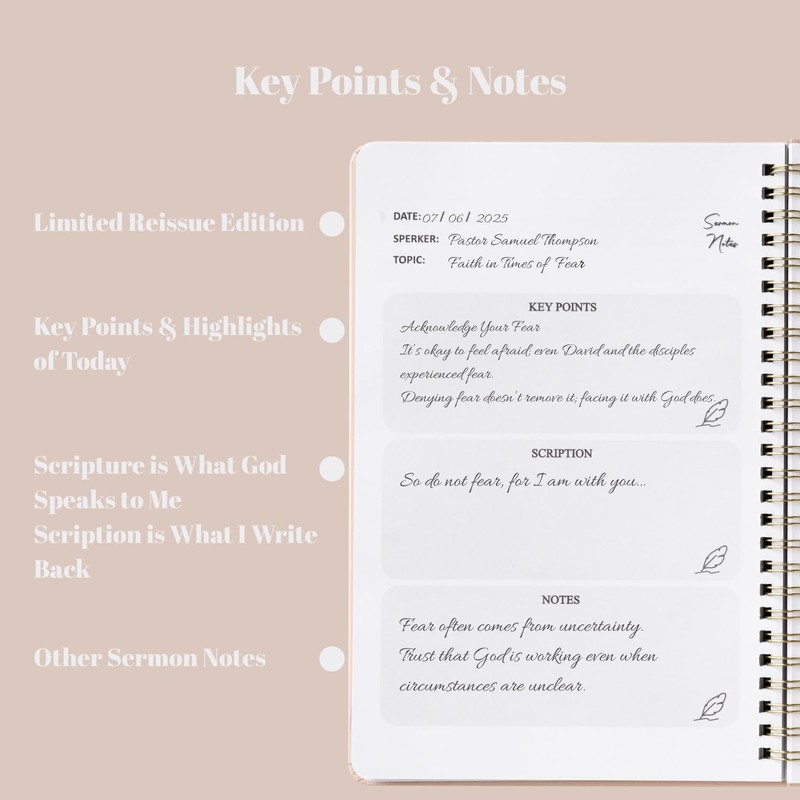 Fulloadris Church Notes Journal - Sermon Notes Notebook - Coated