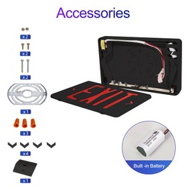 CM MZY Black Housing, Red Double Face Emergency Sign with Battery Backup, UL Certified, US Standards, Emergency Light, AC 120/277V, 1 Pack