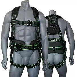 AFP Fall Protection Safety Harness Premium Black w/ Hi-Viz Lime Stitches Bad Boy - L/XL