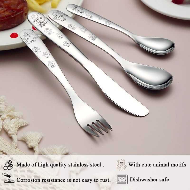 Berglander Children's Cutlery 4-Piece Stainless Steel Children's Tableware Set, Child