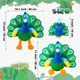 Skylety 18 Inch Peacock Stuffed Animal Large Plush Toys with 4 Little Babies Inside Mommy's Belly Stuffed Peacock Cuddly Soft Plushie Toys for Birthday Gifts Zoo Party Decor