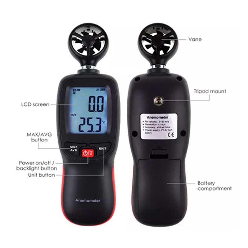 Digital Anemometer Bluetooth Handheld Wind Speed Temperature Wind Chill Measurement