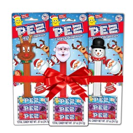 Needzo Christmas Candy Dispensers with Refill Rolls, Assorted Holiday Characters, Stocking Stuffers for Boys or Girls, Pack of 3