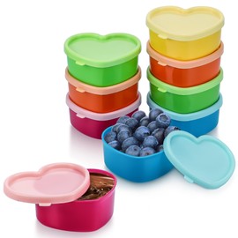 9Pc Small Food Containers with Lids, 90ML Plastic Snack Pots, Small Plastic Containers with Lids, Airtight Kitchen Food Container Set, Reusable Small Pots with Lids for Lunch, Yoghurt, Freezer Safe