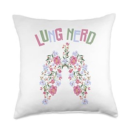 Funny Lung Doctor Gifts Lung Nerd Pulmonologist RT Respiratory Therapist Throw Pillow, 18x18, Multicolor