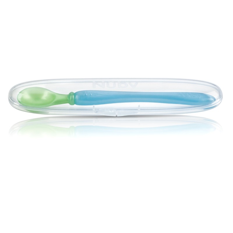 Nuby 3-Pack Easy Go Spoons and Travel Case, Colors May