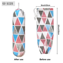Plastic Bag Holder, Wall Mount Plastic Bag Organizer, Shopping Bags Carrier, Washable Large Grocery Bag Storage Dispenser ​for Home Kitchen Travelling, Free Adjustment with Drawstring (pink triangle)