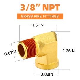 GASHER 5pcs 90 Degree Barstock Street Elbow, 3/8" NPT Male Pipe,3/8" NPT Female Brass Pipe Fitting