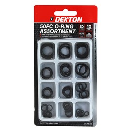 Dekton 50 PC O-Ring Assortment| Comes in Assorted White Case | Ideal for Plumbing, Garage, Workshop | Includes 12 Different Sizes for Versatile Applications | Essential Sealing Solution