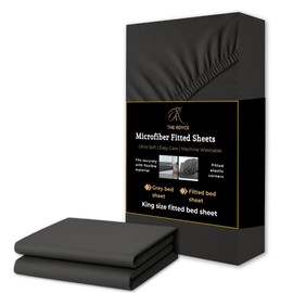 The Royce® King Size Fitted Sheet – 30cm Extra Deep Pocket – Soft Brushed Microfibre Bed Sheet – Wrinkle-Resistant, Hypoallergenic, Easy Care Bedding – Grey