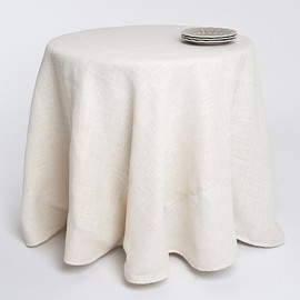 TCC Materials Ivory Color Burlap Tablecloth, 108 Inch Round