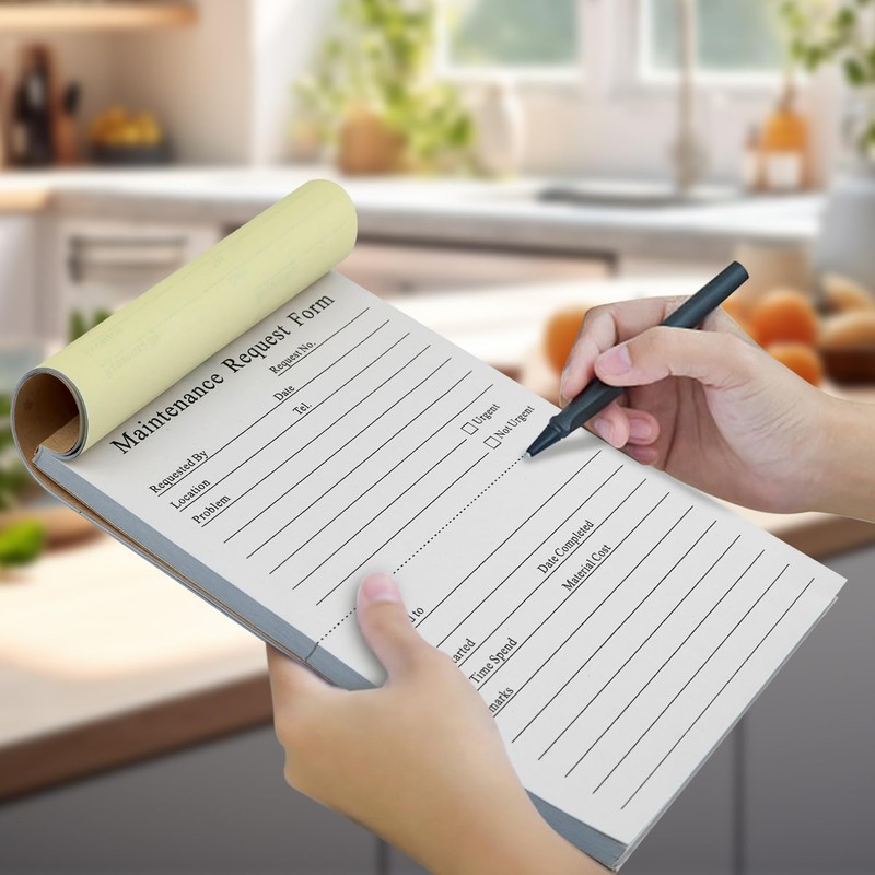 2 Packs Maintenance Request Forms,100 Sets 3 Part Carbonless Repair