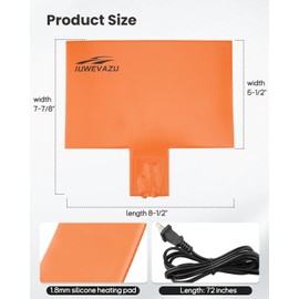 JUWEVAZU Silicone Battery Heater Warmer Pad with Thermostat Kit, 8-1/2'' x 7-7/8'' Silicone 120V 60Watts, for Automotive Battery Heating Applications