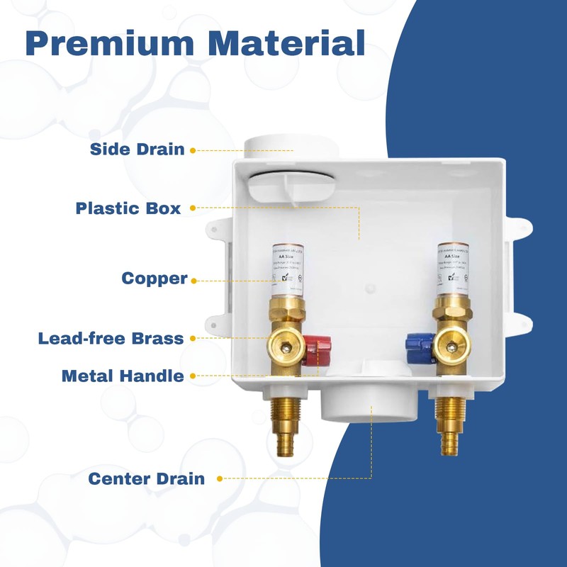 2-PACK GUOFIS Washing Machine Outlet Box with Copper Water Hammer