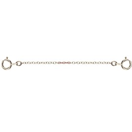 JewelryMaven 14k 1.2mm White Gold DOUBLE 6mm Spring Rings Clasp 2.60" Safety Chain Extender