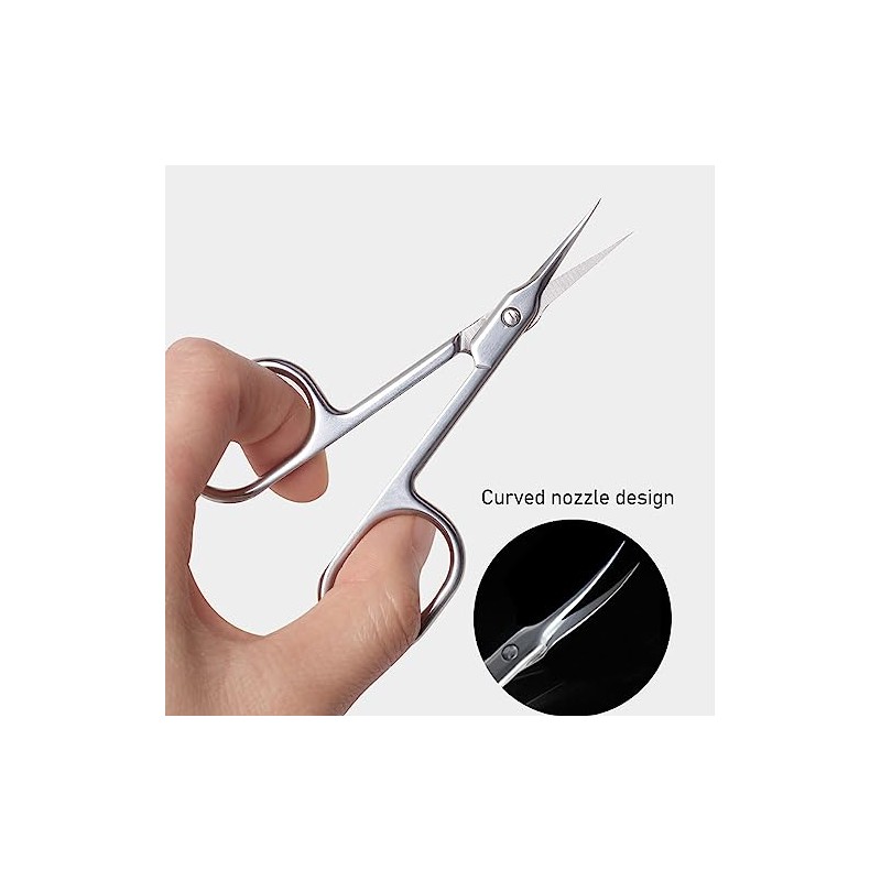 Tijeras para Cortar Cutículas de Manicura, Curva Fina, Acero Inoxidable