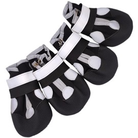 LINXDB (4 Pack) Dog Shoes for Large Dogs, Medium Dog Boots & Paw Protectors for Winter Snowy Day, Summer Hot Pavement, Outdoor Walking, Indoor Hardfloors Anti Slip Sole (Black, S: 1.96"x2.16"(W*L))