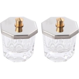Monomero para Uñas Acrílicas con uña pequeña taza de cristal con tapa, para mezclar líquido acrílico y polvo en salón o manicura DIY, paquete de 2 piezas