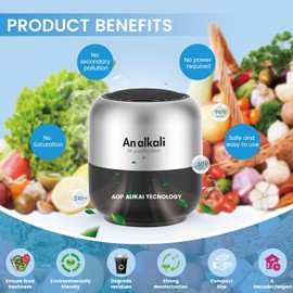 Fridge Deodorizer – 4 Pack Refrigerator Odor Eliminator, Lasts 10 Years, Chemical-Free Fresh Odor Eliminator Kit, More Effective Than Baking Soda, for Kitchen Appliances, Closet, Car, Pet Areas-Black