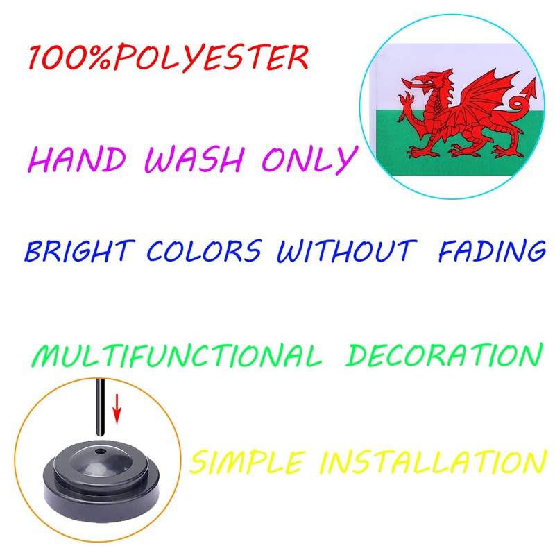 WXTWK 2 Pack National Table flag with black base (Welsh)