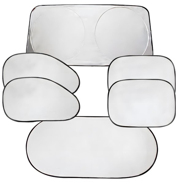 DUSCOKE 6PCS Reflective Car Windshield Sunshade, Polyester Foldable Car Side
