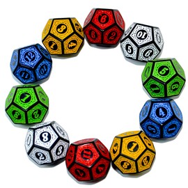 SmartDealsPro 10-Pack Six Sides D6 12 Sided D12 Dice Die for DND Dungeons and Dragons MTG PRG Wow Table Game Math Teaching (D12, Mix Colors)