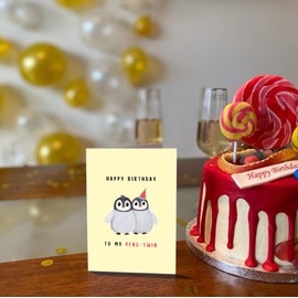 BYANIKA A6 Happy Birthday Card | For Twin Sister Twin Brother Best Friend Bestie Sibling Other Half | Bday Cute Pun Celebration Cards