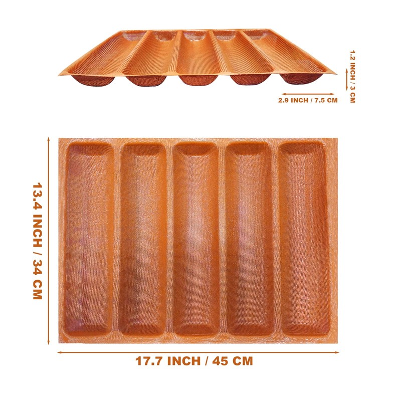 FETESUR Silicone Perforated Baking Forms Sandwich Mold French Baguette Bread