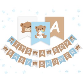 Bear Baby Shower Banner - It’s A Boy Baby Shower Bunting Banner Bear Baby Shower Decorations Blue and Brown
