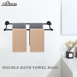 Alise Bath Double Towel Bars,Towel Hanger Towel Racks for Bathroom,Wall Mount Towel Holder SUS304 Stainless Steel Towel Rails 24 Inch,Matte Black,GOY4600-B